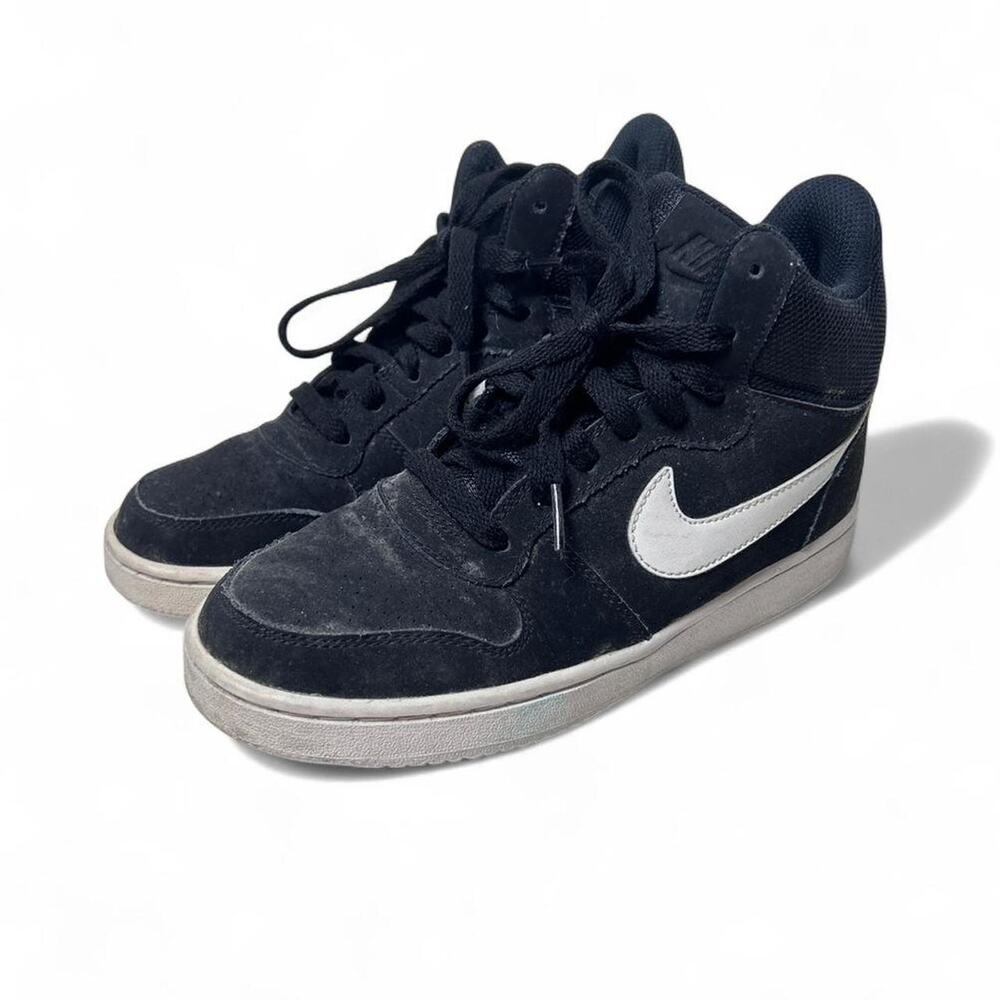 Nike Court Borough Black White Swoosh Athletic Sneakers Women’s Size 6.5